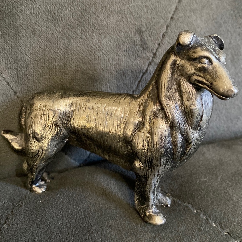 Vintage Metal Collie Dog Figurine